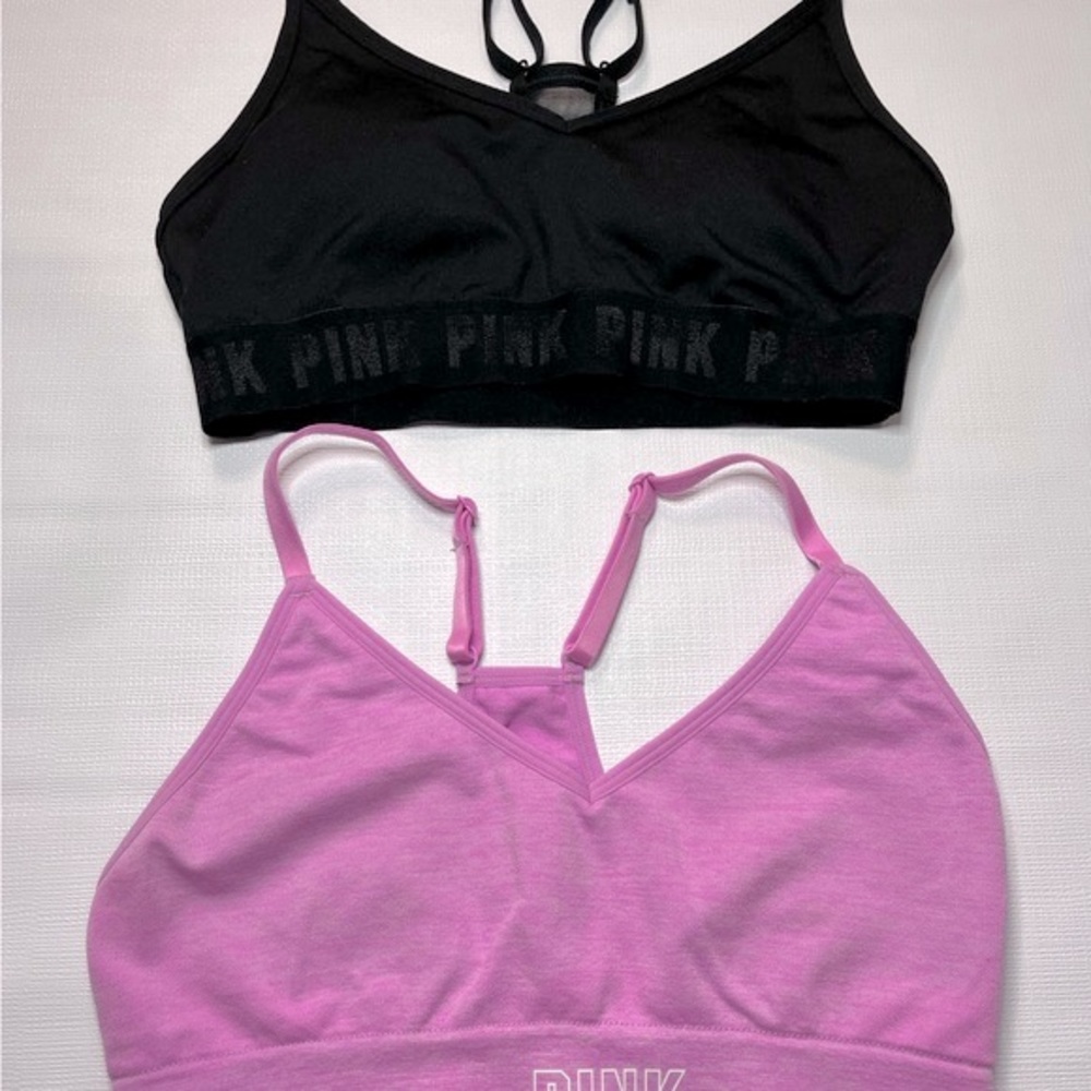 2 PINK Sports Bras Ultimate Victoria's Secret   Black and Pink Sz S